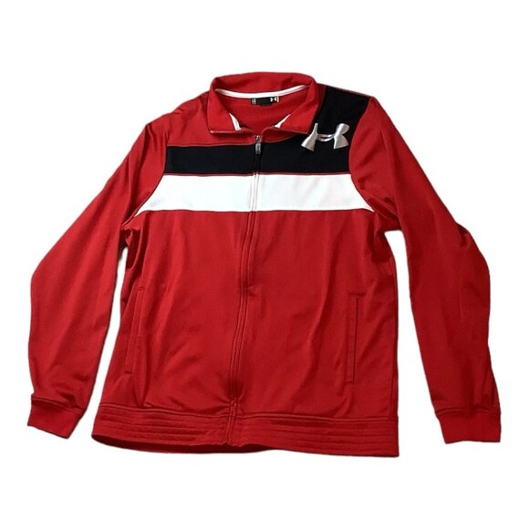 Under Armour Loose Fit Full Zip Jacket Mens Size Large Red - Picture 1 of 9